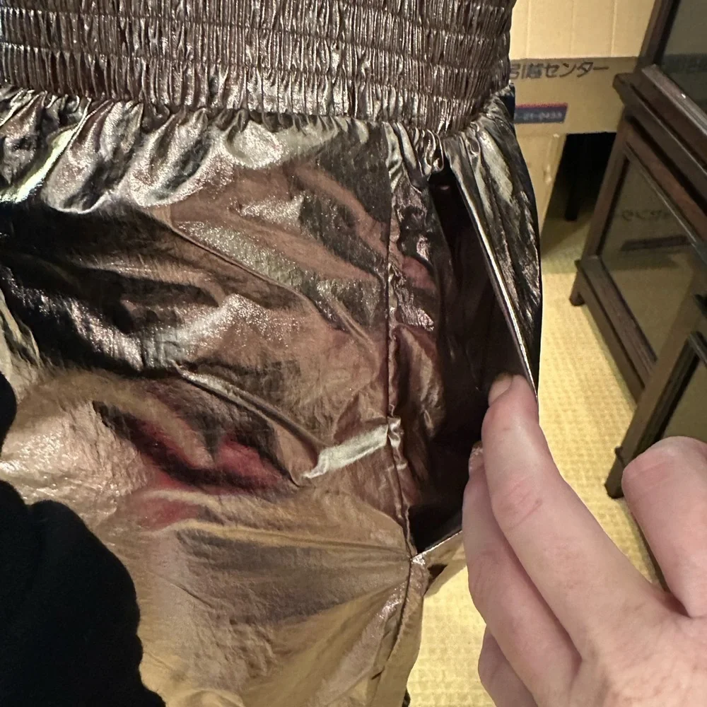 VICTORIA'S SECRET SPORT GOLD LAMÉ MC HAMMER VIBE CARGO LOUNGE JOGGERS SIZE LARGE - Picture 7 of 10